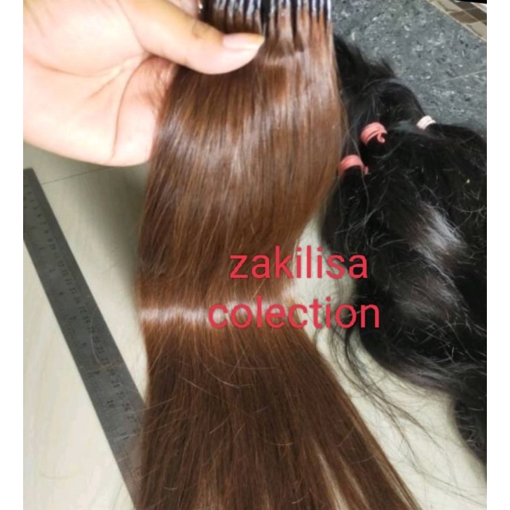 HAIR EXTENSION BROWN 55CM Natural….ต่อเนื่อง 20 เส้น – 100 เส้น