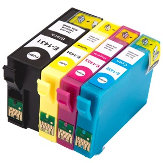 [สต็อกประเทศไทย]4 Pack 143 Ink for EPSON Full Set T1431 T1432 T1433 T1434 Black Cyan Magenta Yellow Print Cartridge for