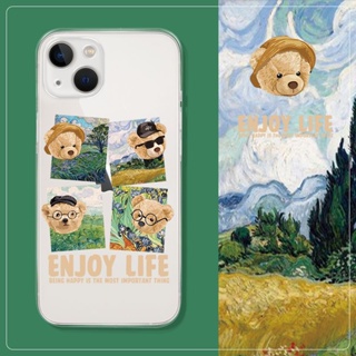 Famous painting bear for เคสไอโฟน iPhone 11 12 pro max เคส 14 plus 7 8 plus case X Xr Xs Max cover TPU 13 14 promax