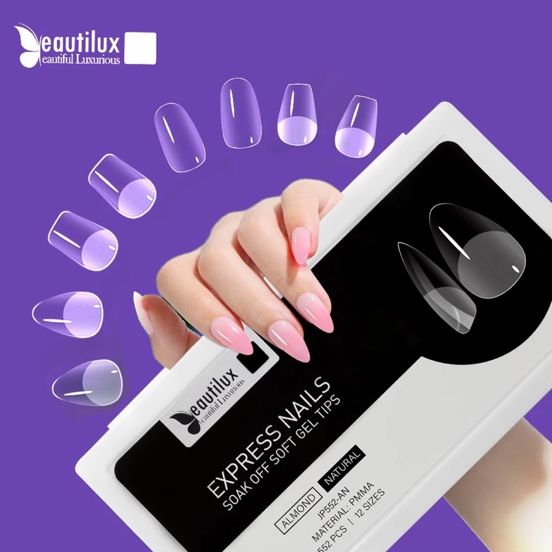 Beautilux Gel Tip ทิปต่อเล็บเนื้อเจลแบบสั้นไม่ต้องตะไบเกรดพรีเมี่ยม 12ไซส์