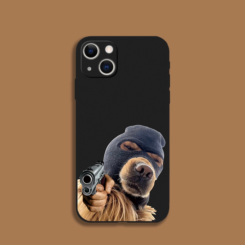 เคสป้องกันโทรศัพท์มือถือ แบบนิ่ม ลายสุนัข สีดํา สําหรับ เคสไอโฟน Case iPhone 13 mini 14 15 Pro Max 11 12 Pro Max X XS Max SE2020 6S 7 8 Plus XR เคสโทรศัพท์ เคสซิลิโคน