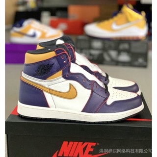 Air Jordan 1 รองเท้าบาสเก็ตบอล สีม่วง สําหรับผู้ชาย