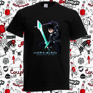 ㏘㏂※Zghtx1 [พร้อมส่ง] เสื้อยืด ผ้าฝ้าย พิมพ์ลายการ์ตูนอนิเมะ Sao Sword Art Online Kirito พลัสไซซ์ สีดํา สําหรับผู้ชาย ไซซ