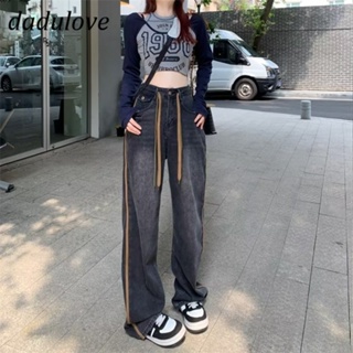 DaDulove💕 New Korean Version Ins Retro Jeans High Waist Loose Straight Pants Large Size Womens Wide Leg Pants