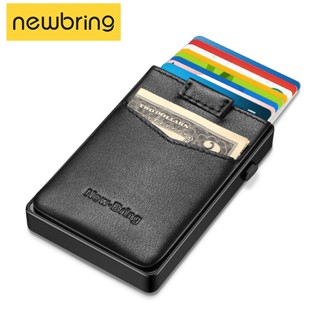 New Bring Aluminum Card Holder Wallet with Outside Pocket Mini RFID Blocking Automatic Pop up Bank Card Case Organizer P