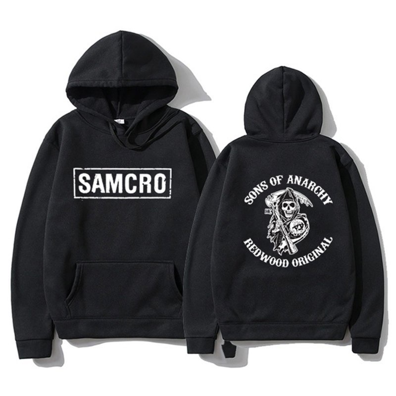 เสื้อกันหนาว มีฮู้ด ขนาดใหญ่ พิมพ์ลายภาพยนตร์ Sons of Anarchy SOA สไตล์พังก์ สําหรับผู้ชาย และผู้หญิ