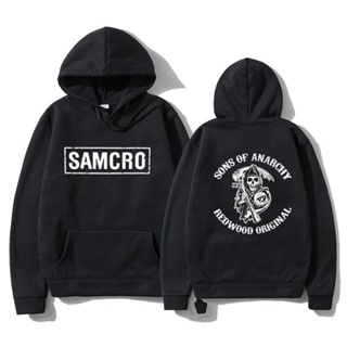 เสื้อกันหนาว มีฮู้ด ขนาดใหญ่ พิมพ์ลายภาพยนตร์ Sons of Anarchy SOA สไตล์พังก์ สําหรับผู้ชาย และผู้หญิง