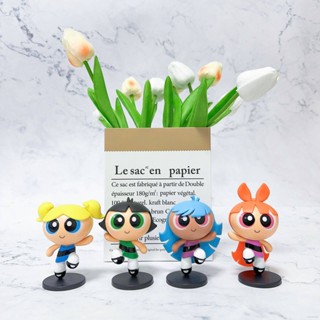 Ag โมเดลตุ๊กตาฟิกเกอร์ The Powerpuff Girls Blossom Bubbles Buttercup ของขวัญ สําหรับตกแต่งบ้าน 4 ชิ้น