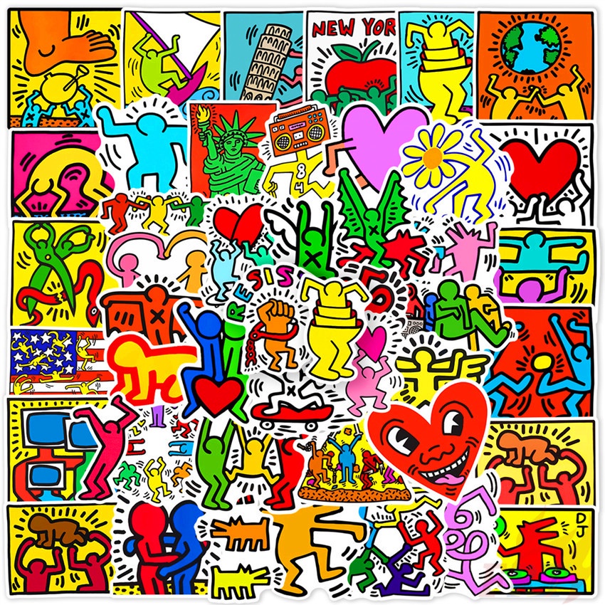 ❉ สติกเกอร์ ลายกราฟฟิติ Keith Haring Series 03 สําหรับติดตกแต่ง ❉ สติกเกอร์ Doodle ตกแต่งกระเป๋าเดินทาง แล็ปท็อป สเก็ตบอร์ด DIY 50 ชิ้น / ชุด