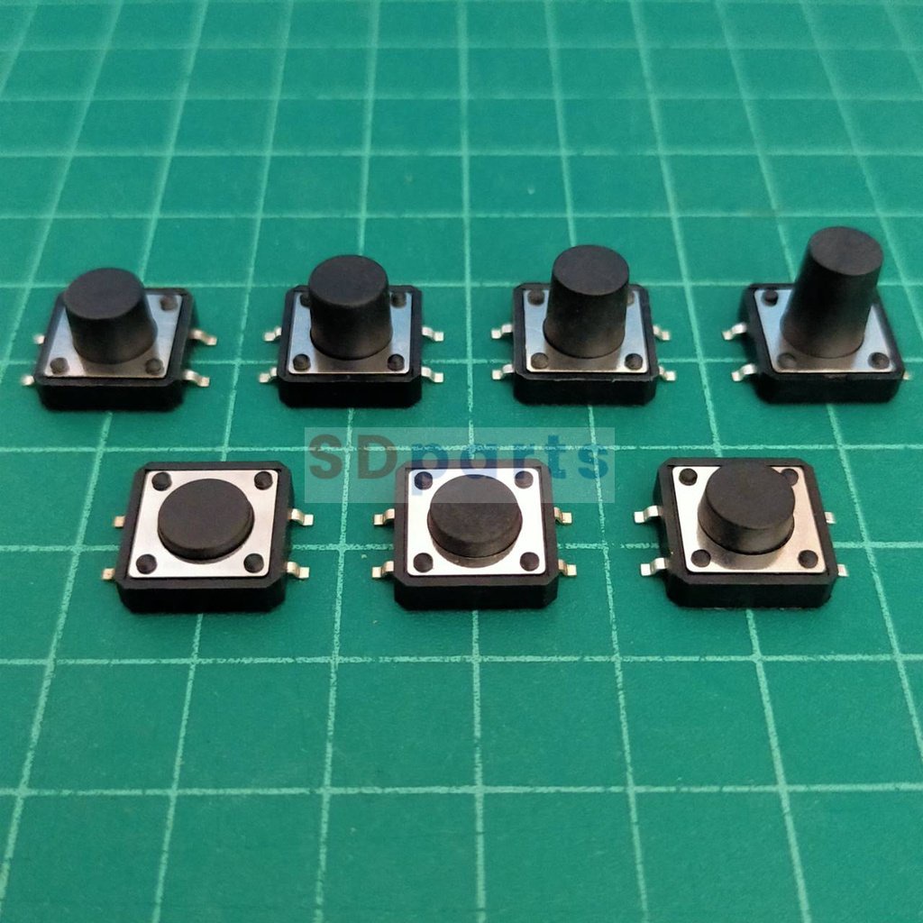 สวิทช์ ปุ่มกด SMD Push Button Switch ไมโครสวิทช์ TACT Switch กดติด-ปล่อยดับ #S4P 12x12xHmm (1 ตัว)