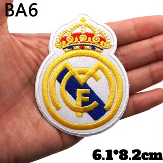 ป้ายโลโก้ทีมฟุตบอล Real Madrid Retro Iron on Patch ปักตราหมวกกระเป๋า Velcro สําหรับแฟนฟุตบอล