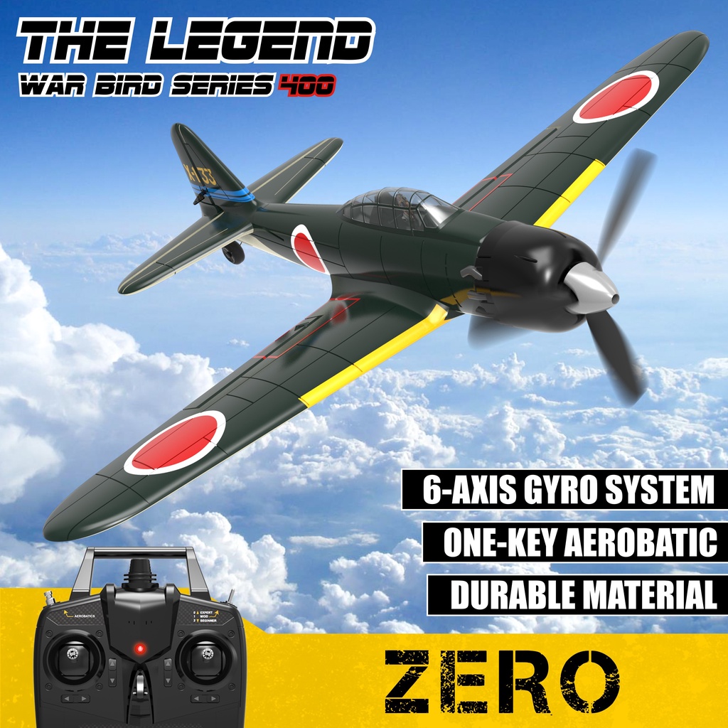 VOLANTEXRC RC Plane A6M Zero RC Aircraft EPP 400mm Wingspan 2.4G 6-Axis Remote Control Airplane For Beginner 761-15 RTF