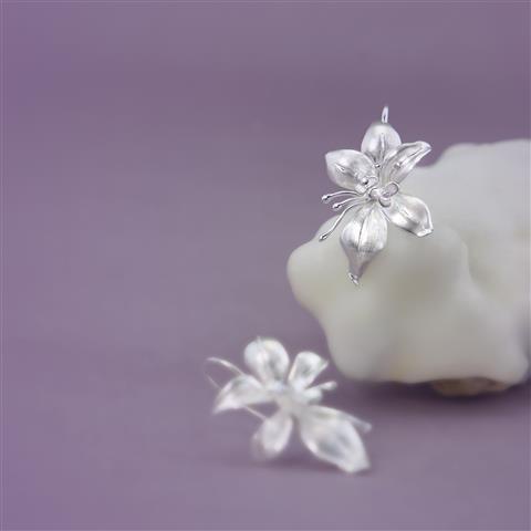 Miyan Handmade S925 Tremella Hook ต่างหูโบราณคลาสสิกอารมณ์ Orchid ต่างหูหูตะขอต่างหู