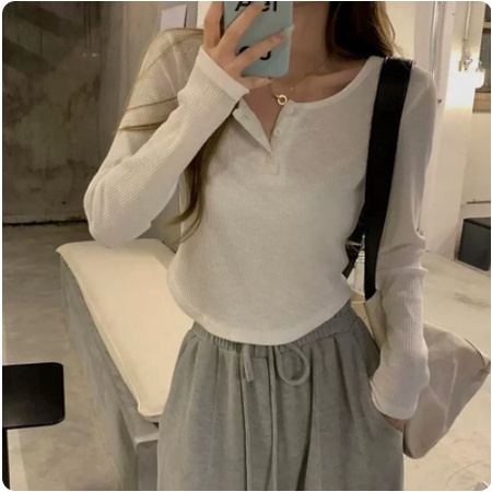 【WJZ】เสื้อเชิ้ตแขนยาวผู้หญิงสีทึบทันสมัยในผ้าเจอร์ซีย์เนื้อนุ่ม【467】