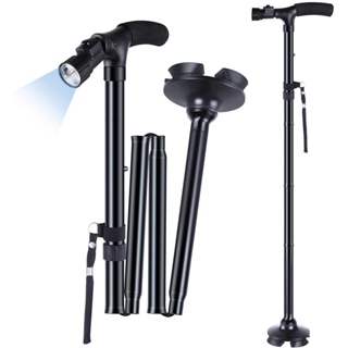 Collapsible Telescopic Folding walking stick LED Lightweight Cane Trusty Crutches Great Gifts for Mothers the Elder Fath