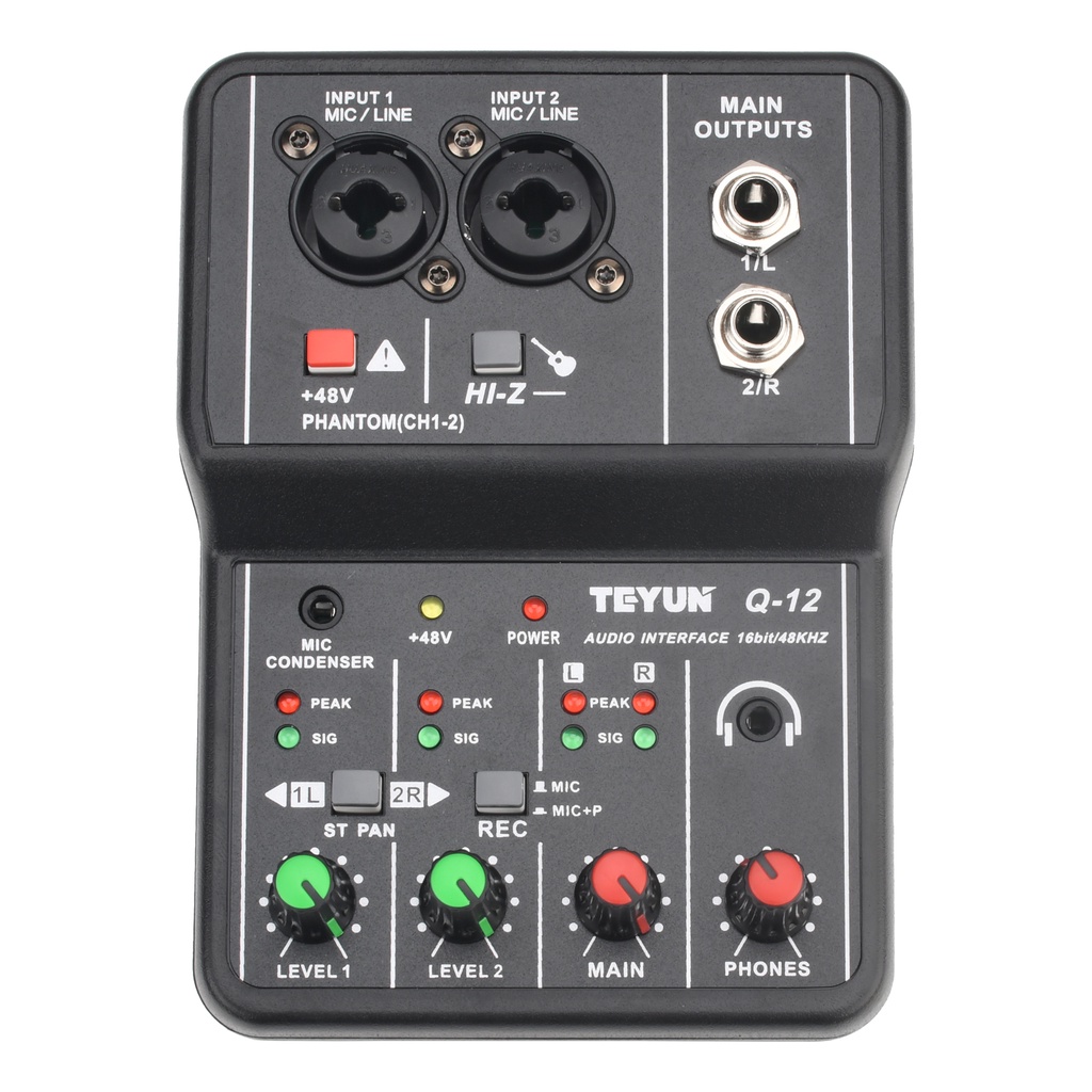 Universal Professional Audio Interface Sound Card Computer Electric Guitar Studio Singing Q12