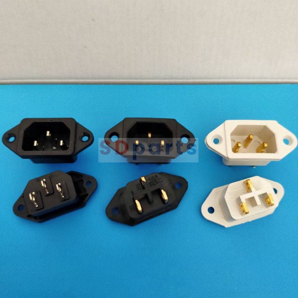 ขั้วปลั๊ก หม้อหุงข้าว เต้ารับ เต้าเสียบ ปลั๊ก ปลั๊กเสียบ Inlet AC Power Plug Socket 3 ขา 10A 16A 250