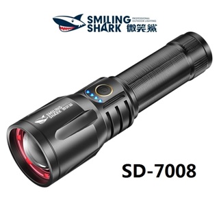 Smiling Shark SD7008 ไฟฉาย Flashlight LED M80 10000LM ไฟฉายแรงสูง  26650 USB Rechargeable สว่างมาก กันน้ํา ซูมได้ สําหรับเดินป่า ตกปลา ดวง ไฟฉาย