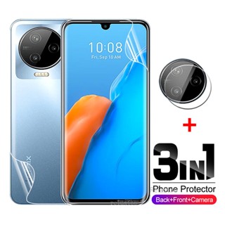 3 IN 1 ฟิล์มไฮโดรเจลกันรอยหน้าจอ ป้องกันเลนส์กล้อง ไม่ใช่กระจกนิรภัย สําหรับ infinix Note 12 Note12 Pro Vip 12Pro 12Vip G96 G88 5G 4G