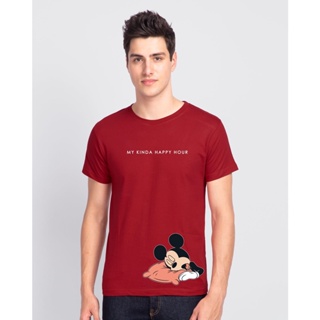 Mens Red My Kinda Happy Hours Typography T-shirt เสื้อยืดคอกลม เสื้อยืดชาย