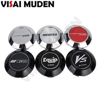 1ชุด/4ชิ้น OD 76มม/ID 72มม แข่งรถฝาครอบดุมล้อWORKโลโก้EQUIP MEISTER VSฝาครอบดุมล้อรถเก๋งครอบดุมล้อตัวสูง