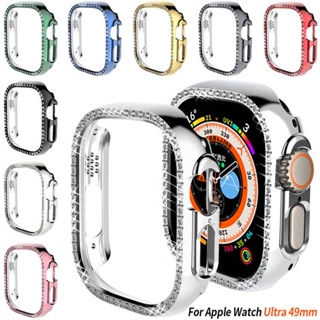 เคสป้องกันเพชรสำหรับ Apple Watch Ultra 49mm PC กันชนขอบแบบกลวงแวววาว