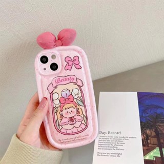 เคสโทรศัพท์มือถือ tpu นิ่ม ลายเด็กผู้หญิงตัวเล็ก สีชมพู สําหรับ iPhone 14 14promax 14pro 11 11PROMAX 12 12PRO 12PROMAX 13 13pro 13promax