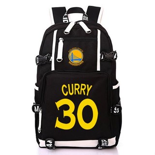 ☒ ✎✠กระเป๋านักเรียน Warriors Curry กระเป๋านักเรียน Thompson รอบกระเป๋านักเรียนผู้ชายและผู้หญิงกระเป๋าเป้สะพายหลังกระเป๋า