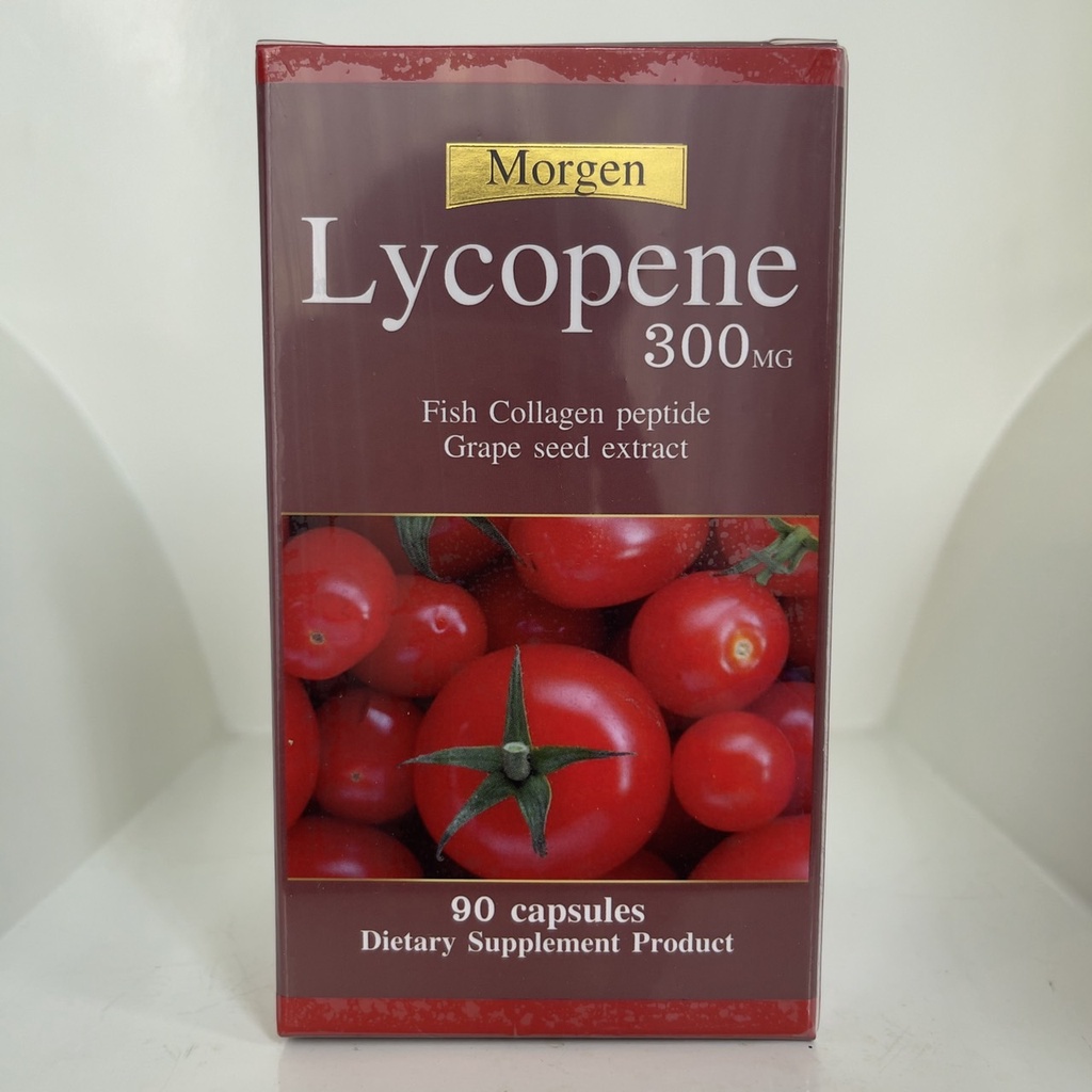 Morgen Lycopene 300 mg ขนาด 90 Capsules สารสกัดมะเขือเทศเข้มข้น เพิ่มเติมความขาวกระจ่างใส ลดชะลอการเ