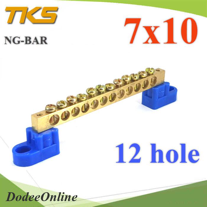 .บัสบาร์ บาร์รวมสาย กราวด์ นิวตรอน ขนาด 7x10 มม. พร้อมขายึด 12 ช่อง รุ่น Busbar-7x10-12Hole DD