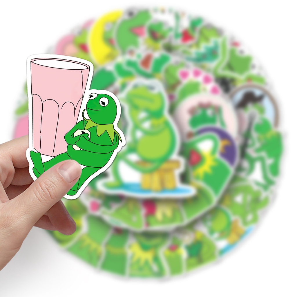 เซซามีสตรีท (芝麻街)KAWS กบเคอร์มิท Sesame Street  sticker สติกเกอร์กันน้ำรูปแบบที่แตกต่างกัน 50ชิ้น Kermit the Frog