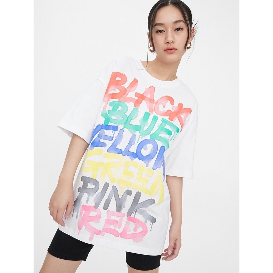 เสื้อยืดโอเวอร์ไซส์ INFLATION X Lettering Doodle T-shirt สีขาว ไซส์ M ซื้อจากร้าน ALAND * สภาพดี ใส่