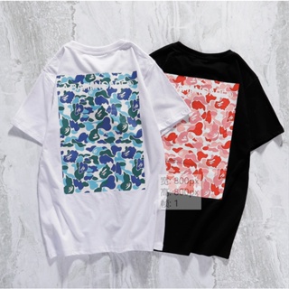 ▅▓▒1032 APE trend brand APE man first spring and summer cotton เสื้อยืดแขนสั้นผู้ชายและผู้หญิงหลวมคอกลมลําลองครึ่งแขนเสื