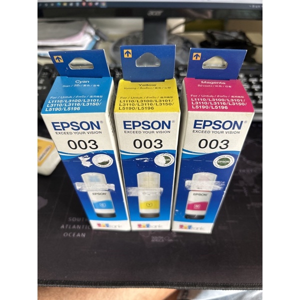 หมึกเติมแท้ EPSON เอปสัน 003 เหลือ3ขวดขายเหมา L1110 L3100 L3101 L3116 L3110 L3150 L5190 L5196