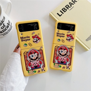 เคสโทรศัพท์มือถือแบบแข็ง กันกระแทก ลาย Mario Popsocket สําหรับ Samsung Galaxy Z Flip 4 Z Flip 3 5G