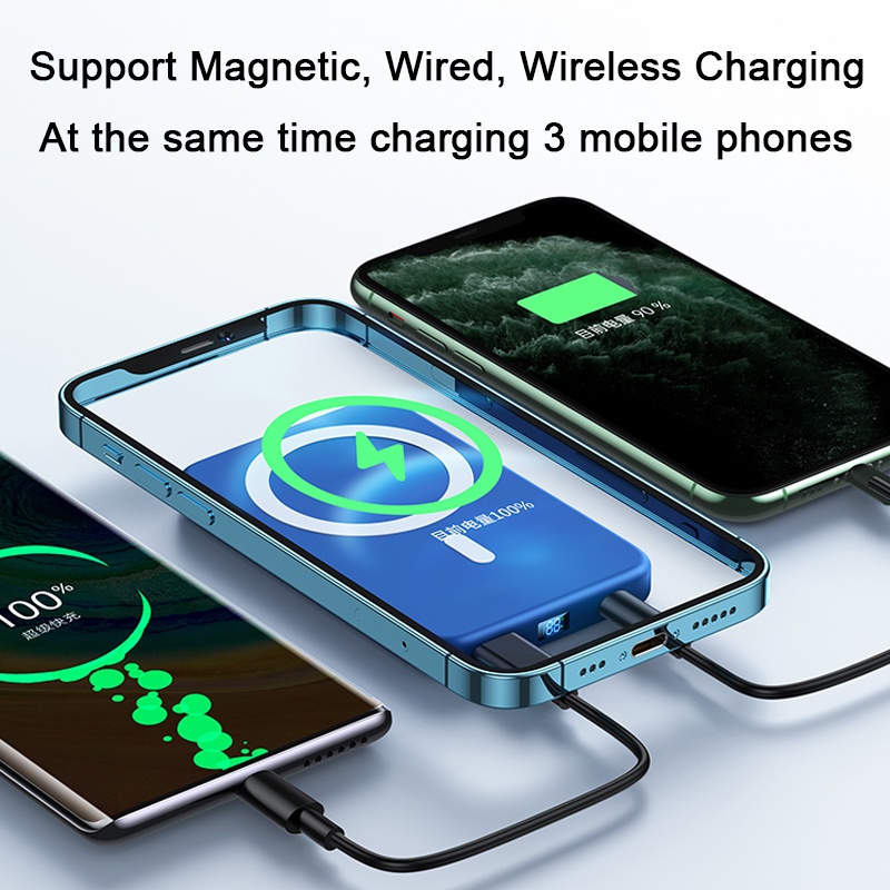 พาวเวอร์แบงค์แม่เหล็ก 10000mAh 20W ชาร์จเร็ว สําหรับ Macsafe Powerbank iPhone 14 13 12 Series 13 Pro Max Mini #8