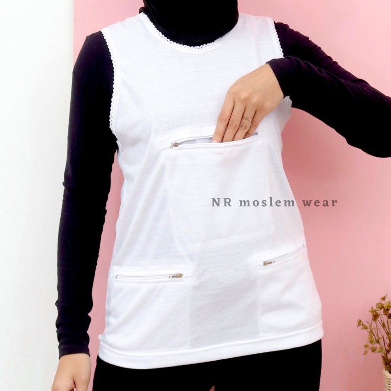 เสื้อยืดผู้หญิงพร้อมกระเป๋า THREE, SINGLET พร้อมกระเป๋า UMROH HAJJI SIZE ML XL XXL 3L 4L 5L รหัส Tc-K3