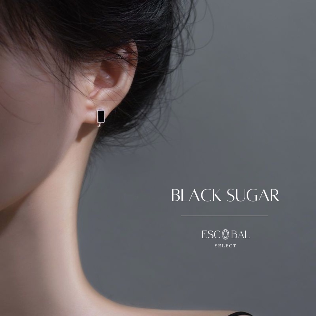 ESCOBAL ต่างหูเงินแท้ Black Sugar มรกตอัญมณีสีดำ ตุ้มหูเงินแท้ ต่างหูแฟชั่น ต่างหูพลอย วาเลนไทน์