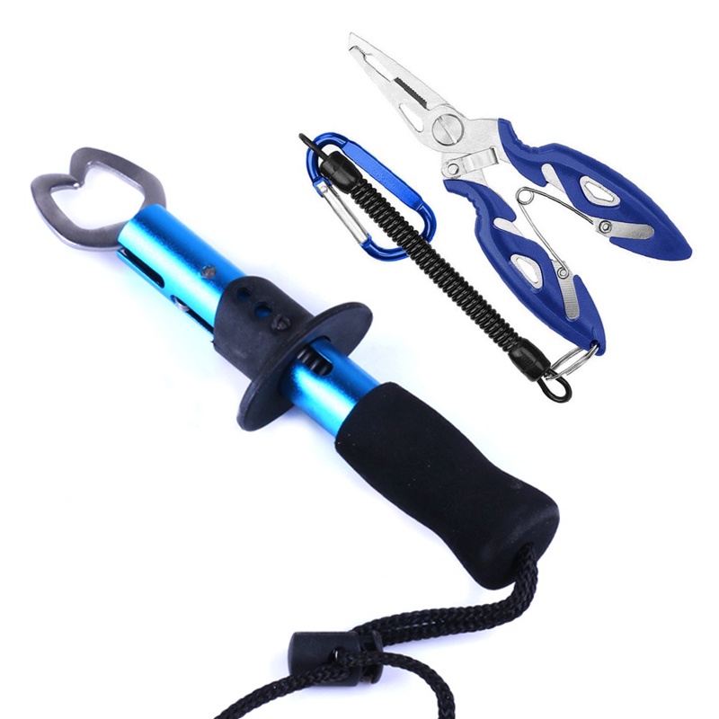 คีมตกปลาและเครื่องมือมัลติฟังก์ชั่น Fish Lip Gripper 2 Pc คีมชุดเครื่องตัดแหนบสแตนเลส
