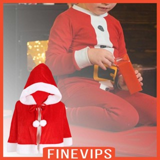 [Finevips] เสื้อคลุมซานต้า ผ้ากํามะหยี่ สีแดง สําหรับการแสดงบนเวที ผู้หญิง