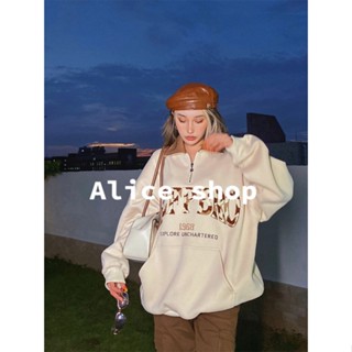 Alice  เเสื้อฮู้ด แขนยาว oversize เสื้อฮูท ใส่สบายๆ คอPolo 2022 ใหม่  ins ทันสมัย ทันสมัย รุ่นใหม่ JN220298 36Z230909