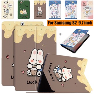 เคสแท็บเล็ตหนัง PU แบบฝาพับ ลายน่ารัก พร้อมขาตั้ง สําหรับ Samsung Galaxy Tab S2 9.7 SM-T810 SM-T813 SM-T815 SM-T817