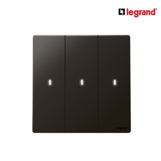 Legrand สวิตช์สองทาง 3 ช่อง สีดำ มีไฟ LED 3G 2Ways 16AX Illuminated Switch | Mallia Senses | Matt Black | 281015MB