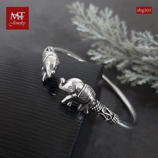 MT กำไลข้อมือเงินแท้ กำไลหลอด รูปช้าง สไตล์บาหลี ข้อมือ 16, 17 ซม. Solid 925 Sterling Silver Bangle (sbg303) MT Jewelry มณีธารา