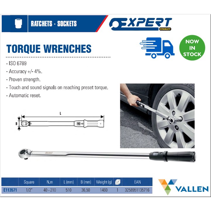 Expert Stanley 1/2" Dr. 40~210Nm Torque Wrench