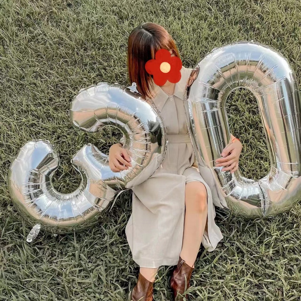 32 นิ้วจํานวนฟอยล์บอลลูน Silver Gold สีชมพูหลักรูปบอลลูน Baby Shower วันเกิดงานแต่งงานตกแต่งฉากหลังภาพอุปกรณ์ Gradient Ballon