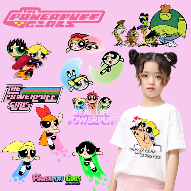 The Powerpuff Girls Ironing Patch Washable Blossom Clothes DIY ตกแต่ง Applique ความร้อนสติกเกอร์ของขวัญคริสต์มาส