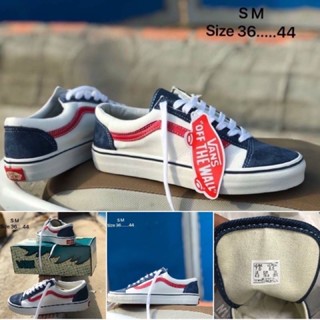 Vans old Skool Trainers In Blue and White (size 36-44) น้ำเงิน ขาว แดง