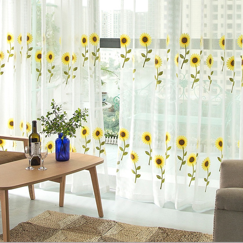 แนะนำ ผ้าม่าน ผ้าม่าน ผ้าโปร่ง ผ้าลินิน ปักลายดอกไม้ ดอกทานตะวัน สีเหลือง สําหรับตกแต่งหน้าต่าง ห้องนอนเด็ก ราคาพิเศษ มีเก็บเงินปลายทาง