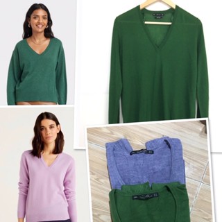 Zara knit v-neck sweater เสื้อสเวตเตอร์ คอวี สีเขียว สีม่วงเนื้อผ้าถัก เอวจั๊มแขนจั๊ม เนื้อนุ่มผ้าไม่หนา งานไม่ผ่านqc